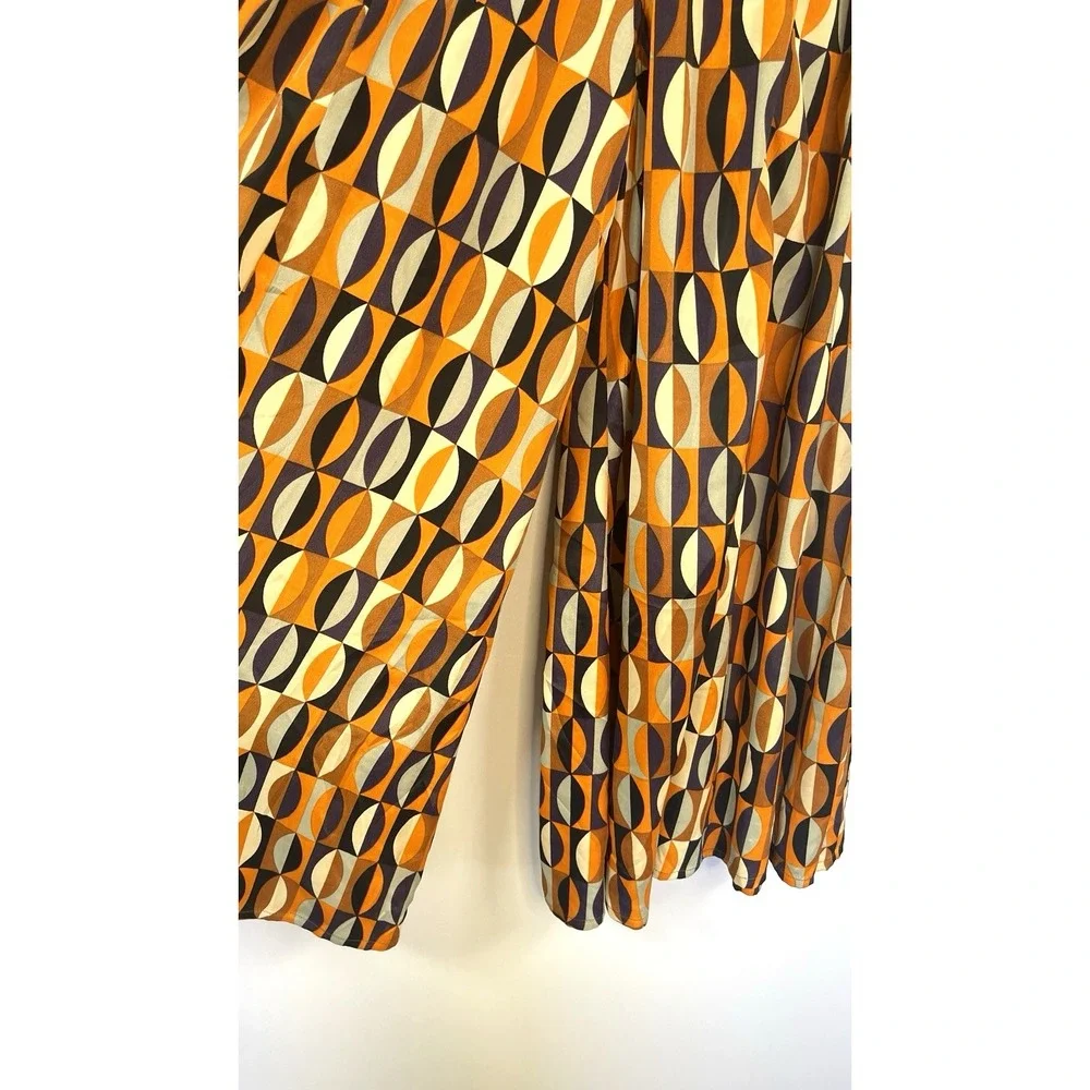 Karma Highway Retro Wide Leg Smocked Pants OS Boho Groovy Psychedelic Festival - Picture 3 of 10